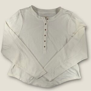 Pilcro Ivory Long Sleeve Henley Top‎